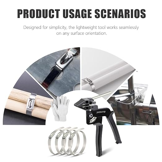 Heavy Duty Banding Strapping kit Contain 100Pcs 0.18"x 11.8" 304 Stainless Steel Zip Ties Self-Locking & Tensioner with Cutter Tool Glove