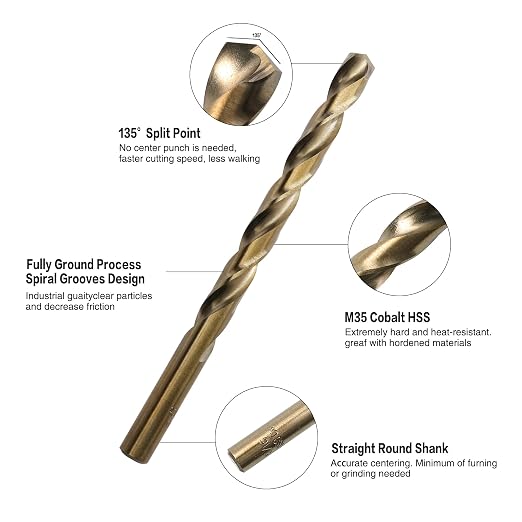 GMTOOLS 1/8 inch Cobalt Drill Bits, M35 HSS, 135 Degree Tip, Jobber Length Twist Drill Bit Set for Hard Metal, Stainless Steel, Cast Iron, Wood and Plastic, with Storage Case, Pack of 10