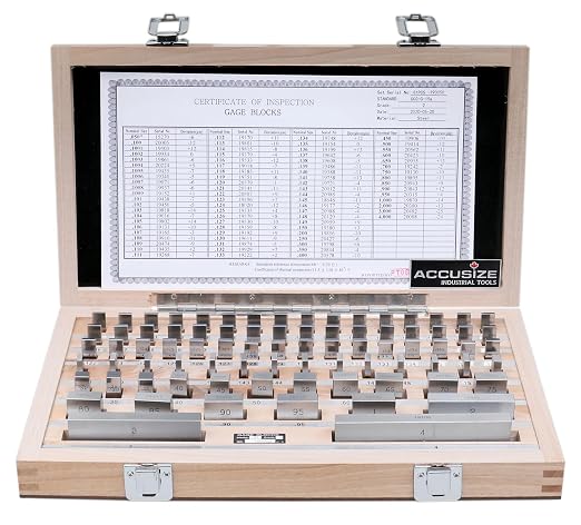 Accusize Steel Gage Block Set, Grade AS-2, 81 Pc, P900-S583 | ASME B89.1.9-2002, Hardened Steel, Corrosion-Resistant, with Certificate of Inspection