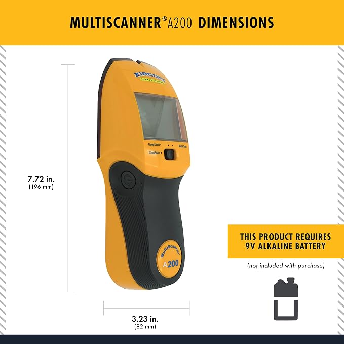 Zircon® MultiScanner™ A200 Stud Finder Wall Scanner, Edge and Center Finding