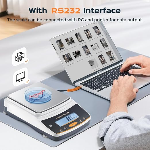 Bonvoisin Lab Scale - 5000g x 0.01g, Rechargeable Digital Scale with RS232 Interface, 0.01g Accuracy