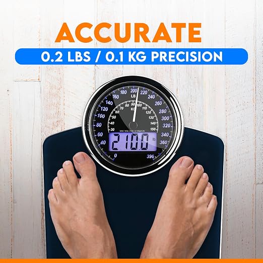 ZENO Hybrid 2-in-1 Analog & Digital Weighing Scale for Body Weight up to 400lbs - Thick Tempered Glass - Extra Large Display - Easy to Read Digital Bathroom Scale - New - Dark Blue