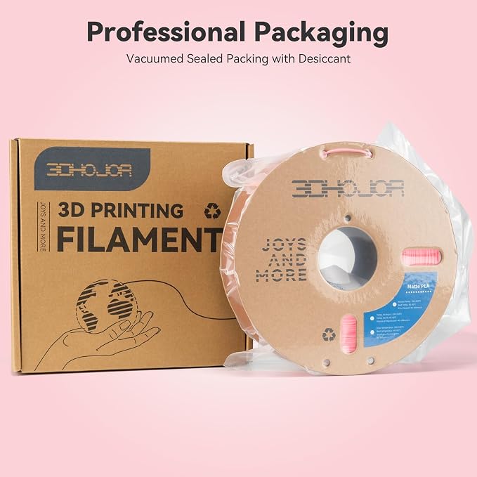3DHoJor Matte PLA Filament 1.75mm, Upgrade 1kg Cardboard Spool PLA Filament 1.75 PLA 3D Printing Filament, Print with Most 3D Printers Using 3D Filament-Strawberry red