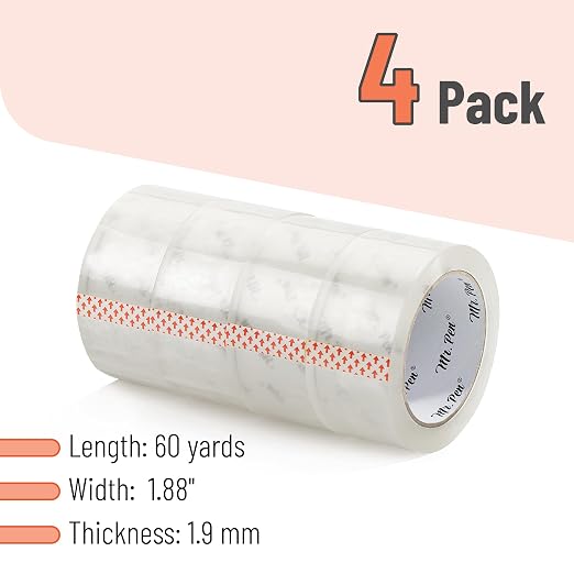 Mr. Pen- Packing Tape, 4 Pack, 2 Inch Wide, 60 Yards, Clear | Heavy Duty Packing Tape for Shipping, Packaging, Moving and Storage