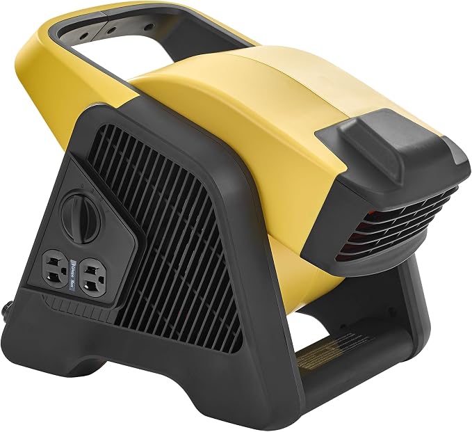 MOUNTO Heavy Duty Utility Blower, 3 Speed Portable Floor Fan with Outlet & Pivoting Head for Home & Garage Cooling, Drying and Air Circulation