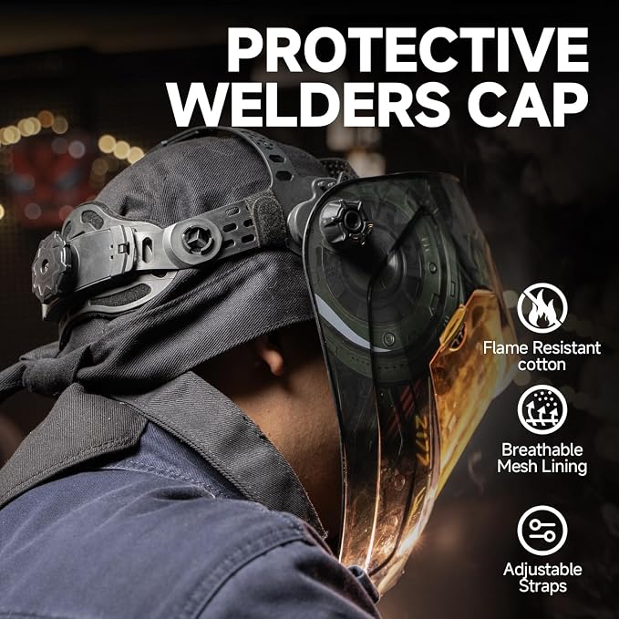 ANDELI Digitally Controlled Lens Auto Darkening Welding Helmet Panoramic View&Protective Welding Cap Fireproof Cotton