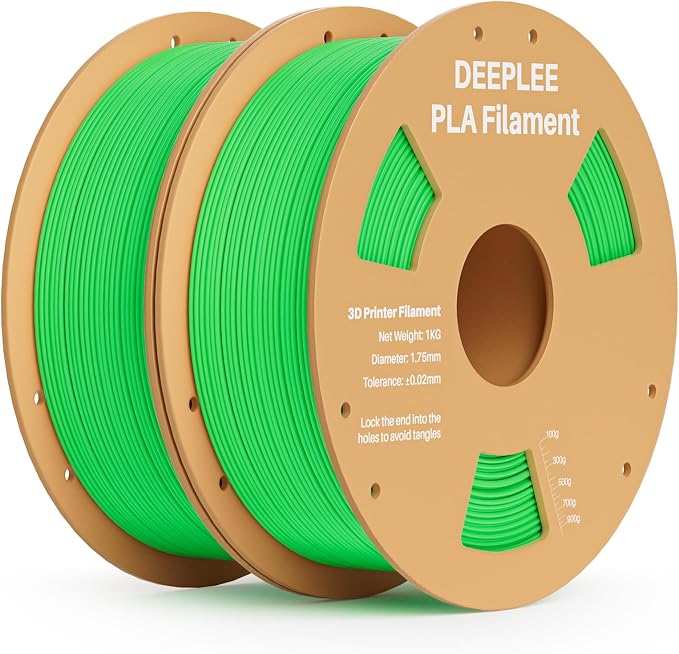 PLA 1.75mm 3D Printer Filament, Dimensional Accuracy +/- 0.02mm, Neatly Wound, No Clogging, Vacuum Package, Fits for Most FDM 3D Printers, 2 Pack 1kg Neon Green
