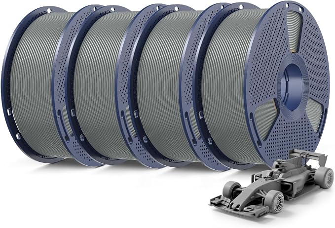SUNLU 4KG Upgrade PLA+2.0 3D Printer Filament Bundle, PLA Plus 2.0 Filament 1.75mm, High Speed Printing, Stronger Than PLA+ Filament, 1KG per Spool, 4 Packs, Grey