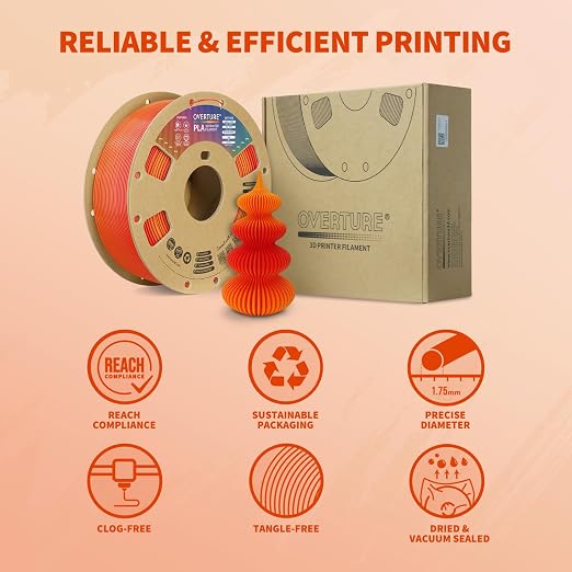 OVERTURE Rainbow PLA Filament 1.75mm, Neatly Wound 3D Printer Filament 1kg Spool (2.2lbs), Dimensional Accuracy +/- 0.02 mm, Fit Most FDM 3D Printers(Tequila Sunrise)