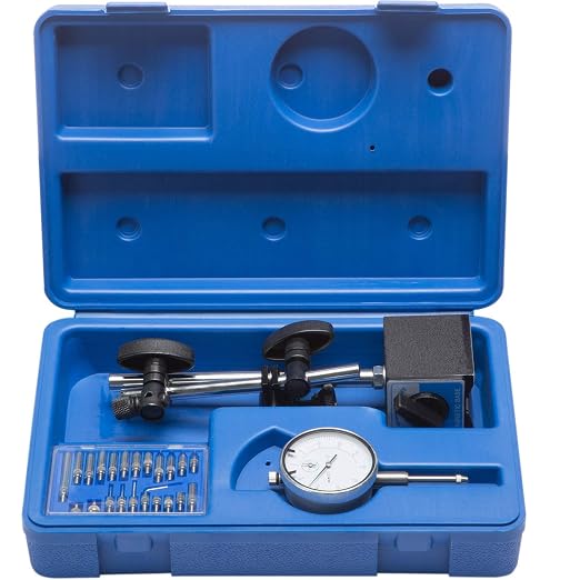 Dial Indicator with Magnetic Base Holder Differential Backlash Gauge 0-1.0" Tester Gage Gauge Fine Adjustable Long Arm 0.001" Precision 11