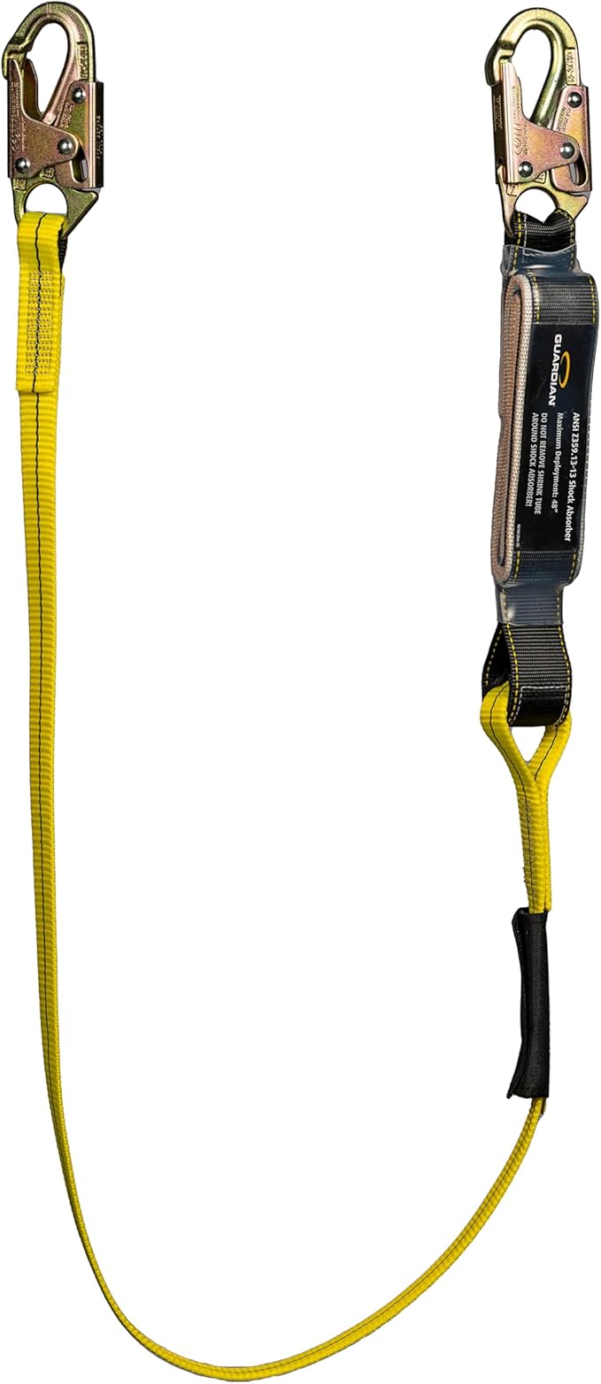 Guardian 01214 External Shock Lanyard - 3 ft Dual Snap Hooks | External Shock Absorber | OSHA and ANSI Compliant