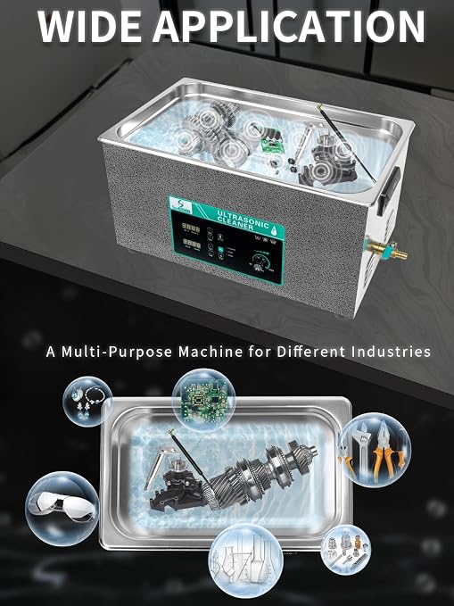 Ultrasonic Cleaner 20L with Adjustable Power & Sweep, 480W Ultrasonic Carburetor Cleaner, Digital Timer and Heater, Heavy-Duty Parts Cleaner for Industrial, Motorcycle, and Hardware Tools | Professional for Cleaning Carburetor, Metal Engine Parts, Gun,...