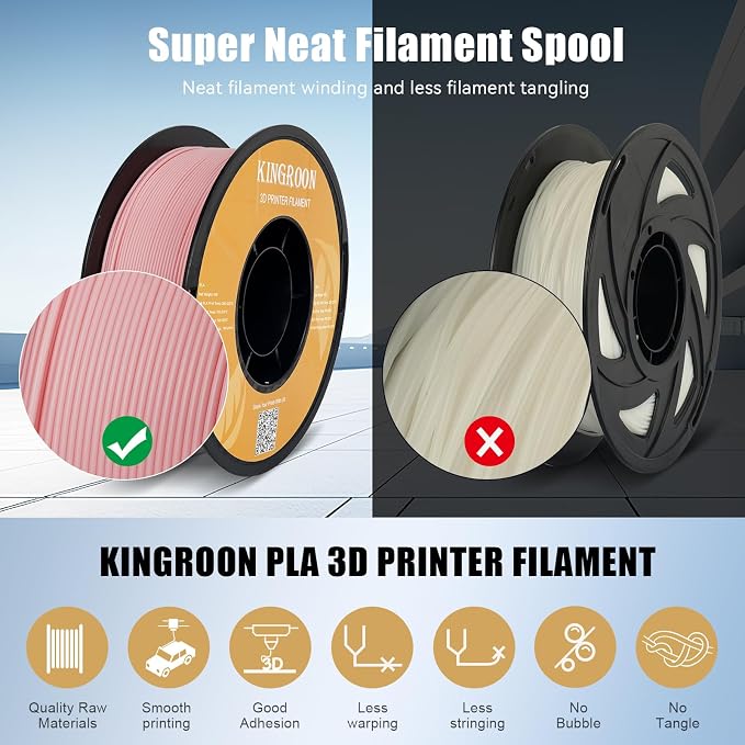 Kingroon High Speed PLA 3D Printer Filament 1.75mm, 3D Printer Rapid Filament for 30-600mm/s Hyper Printing Filament, Dimensional Accuracy +/- 0.03 mm, 1kg Plastic Spool(2.2lbs) (Pink)