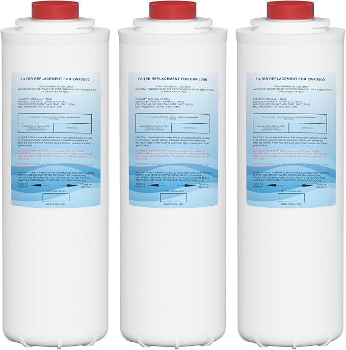 51300C Water Replacement Filter (No Chip) Compatible with Elkay 51300C EWF3000, and Ezh20 Bottle Filling Station, 3000 Gallon Water Filter Replacement for ERF750, 51299C, 55898C, 3 Pack