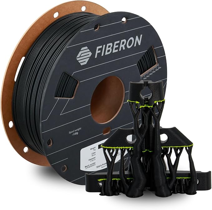 Polymaker Fiberon Black PET-GF15 3D Printer Filament 1.75mm 1KG, 15% Glass Fiber Reinforced, High Strength & Heat Resistance, Ideal for Automotive, Industrial & Functional Parts, AMS Compatible