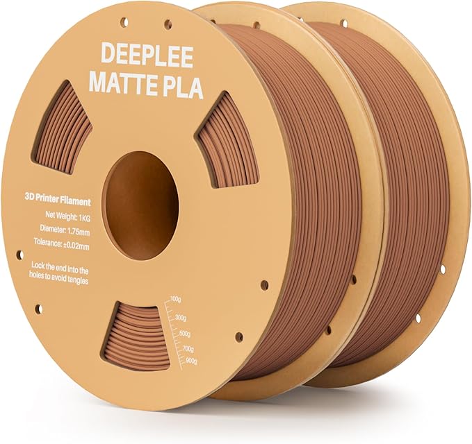 Matte PLA Filament 1.75mm, 3D Printer Filament Dimensional Accuracy +/- 0.02mm, No Clogging, Higher Toughness, Cardboard Spool 3D Filament, 2 Pack Earth Brown