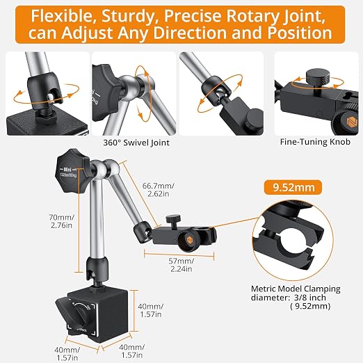 Neoteck 176lbs/80kg Magnetic Base Stand + 132lbs/60kg Magnetic Base Stand