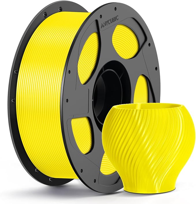 ANYCUBIC PETG Filament 1.75mm, 3D Printer Filament, Dimensional Accuracy +/- 0.02mm, Exceptional Toughness, Print with Most FDM 3D Printers, 1KG Reusable Spool, Classic Yellow