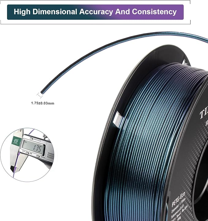 TINMORRY Galaxy PETG Filament 1.75, Rapid PETG 3D Printer Filament, Compatible with Bambu FDM 3D Printer, 1 KG 1 Spool, Chameleon Blue/Purple