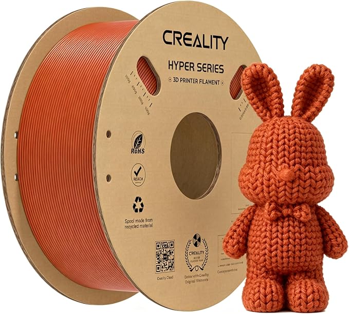 Creality Hyper PLA Filament 1.75mm 1KG(2.2lbs), High Speed PLA 30-600mm/s Rapid 3D Printer Filament, Dimensional Accuracy +/-0.02mm, Fit Most FDM 3D Printers, Brown