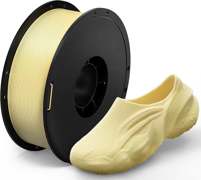 BIQU MorPhlex Flexible Filament 1.75mm, Turn 90A Into Ultra-Soft 75A with High Flexibility, 1Kg (2.2lbs) Spool - Dimensional Accuracy ±0.02 mm, Beginner-Friendly (Beige)