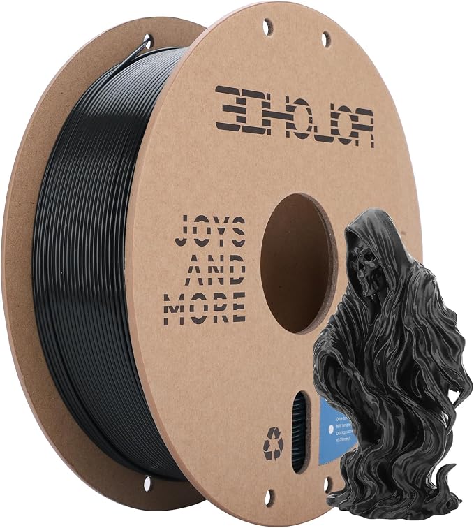 3DHoJor PLA Filament 1.75mm Black,3D Printing Filament,1kg Cardboard Spool (2.2lbs), Fit Most FDM 3D Printer,Dimensional Accuracy +/- 0.03 mm,Vacuum Packaging, No Brittle Filaments