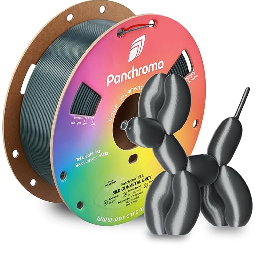 Polymaker Panchroma Silk PLA Filament 1.75mm, 1kg, Gunmetal Grey | Neatly Wound, High-Gloss Finish PLA, Easy Print & Smooth Feeding, Compatible with Bambu Lab & Most 3D Printers