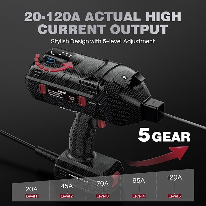 ARCCAPTAIN Stylish Handheld Welder, 110V Portable Welding Machine with IGBT Inverter, 120A Stick Welder with Auto Darkening Goggles and Upgraded Ground Clamp, Fits for 3/32"-1/8" Welding Rods