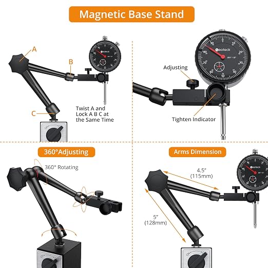Neoteck 0.5" Digital Indicator + 1" Dial Indicator and Magnetic Base