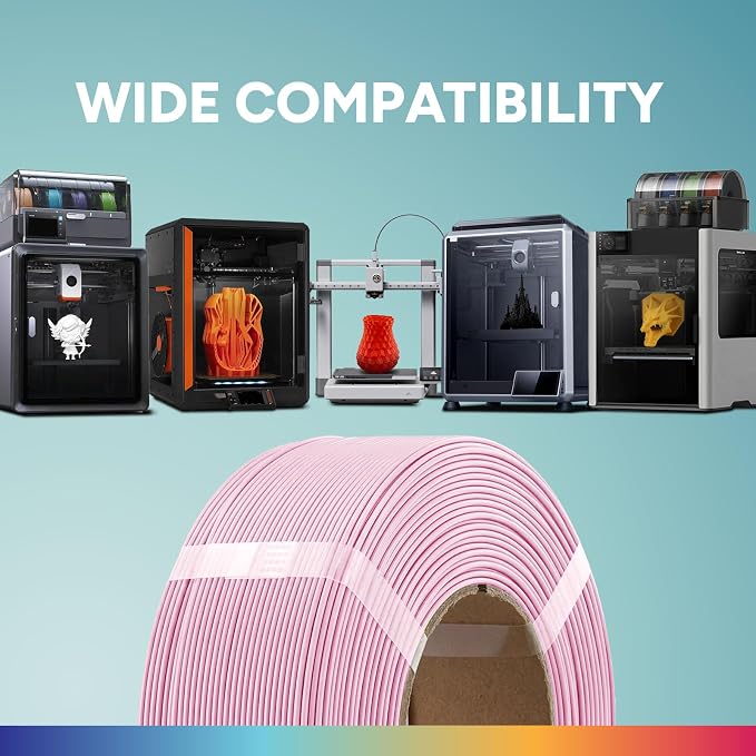 OVERTURE High Speed PLA Filament Refill 1.75mm, Rapid PLA Spoolless 3D Printing Filament, 1kg (2.2lb) Refilament for Bambu Lab, Accuracy +/- 0.02mm, Fit Most FDM Printers (Pink)