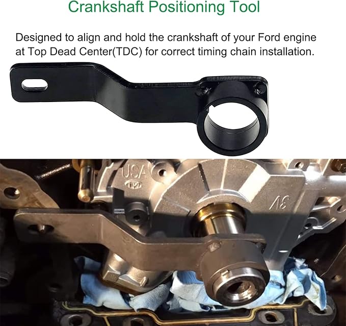 Engines Repair Tools Kit-Valve Spring Compressor Tool, Crankshaft Positioning Tool, Cam Phaser Holding Tool, Timing Chain Locking Wedge Tool, Crankshaft Pulley Bolt for Ford 4.6L 5.4L 6.8L 3V Engines