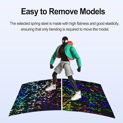 256x268mm PEF+PEY Holographic Build Plate for Anycubic Kobra 3 V2/Kobra 3/Combo/ACE Pro, Rainbow Confetti PEF+Galaxy PEY Spring Steel Plate Print Bed for Anycubic Kobra 3 3D Printer