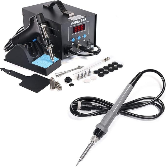 YIHUA 948 Professional Desoldering Station bundle with the YIHUA #948A Replacement Soldering Iron Handpiece/Handle, and Accessories (28 Items)