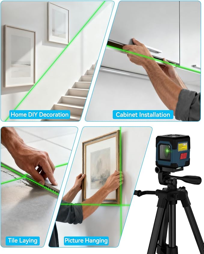 Laser Level with tripod, RockSeed Cross Line Laser with Self-Leveling, Vertical and Horizontal Line, Rotatable 360 Degree, Carrying Pouch, Battery Included (LV1GT2)