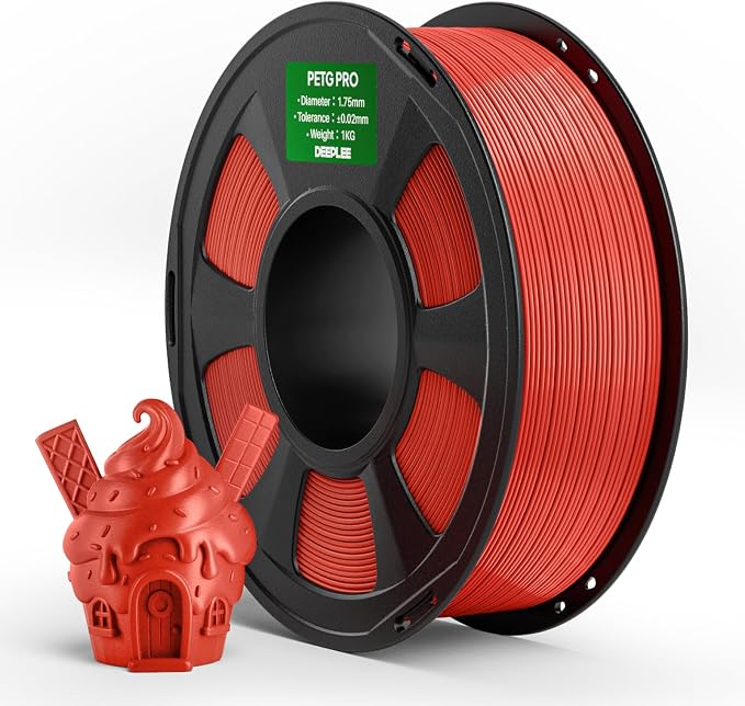 PETG PRO Filament 1.75mm Red 1KG, 1.75mm PETG 3D Printer Filaments Enhanced Toughness and Weather Resistance, Fit for Most FDM 3D Printers