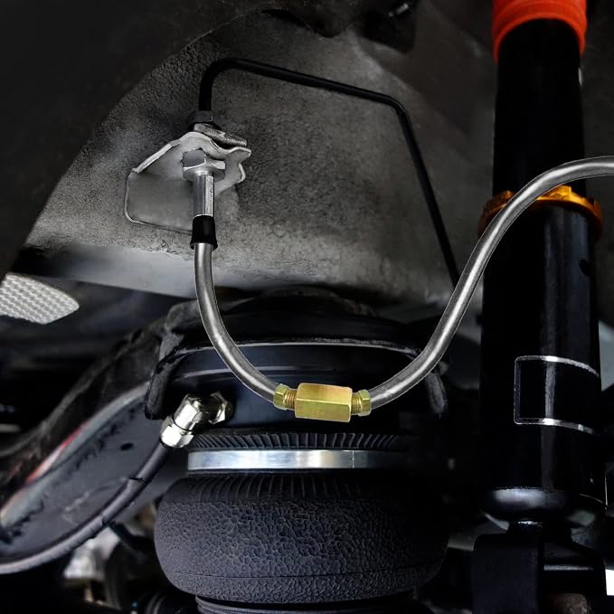 MuHize Brake Line Kit 25 ft 1/4" - Upgraded Zinc-Coated Flexible Brake Tubing Roll with Rustproof & Corrosion Protection - Include 16 Inverted Flare Fittings for Car, Truck, Auto Brake System Repair