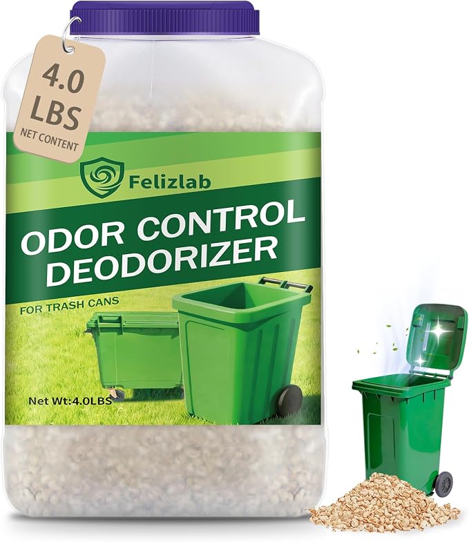 Outdoor Trash Can Deodorizer 4 lbs, Strong Garbage Can Deodorizer for Bins, Heavy Duty Odor Eliminator & Moisture Absorber for Garbage Cans, Trash Bins, Outdoor Waste Containers & Recycling Bins