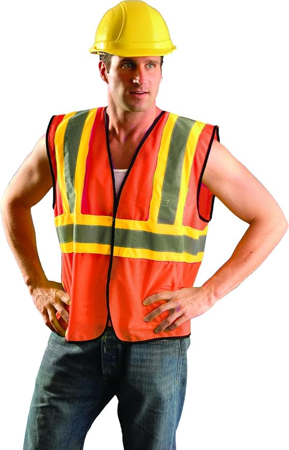 OccuNomix ANSI/ISEA 107-2020 Class 2 Type R Mesh Surveyor Vest - Reflective Safety Vest with Pockets, Dual Sizes (S/M-4X/5X)