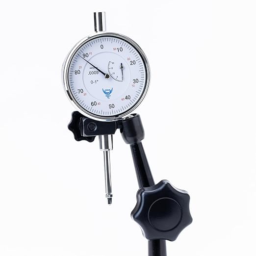 PEC Tools Mini Universal Arm Magnetic Base with Mechanical Locking System, 77lb/35kg Holding Force, Fits 6mm & 3/8" Stems & Dovetail, Compact Precision Indicator Stand