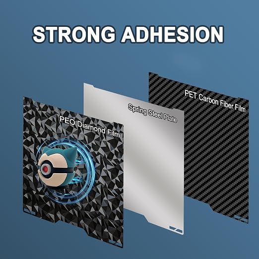 335×325mm PET PEO Double Side Build Plate for Bambu Lab A2L/H2C, Smooth Diamond PEO+Carbon Fiber PET Spring Steel Sheet Plate for Bambu Labs 3D Printer