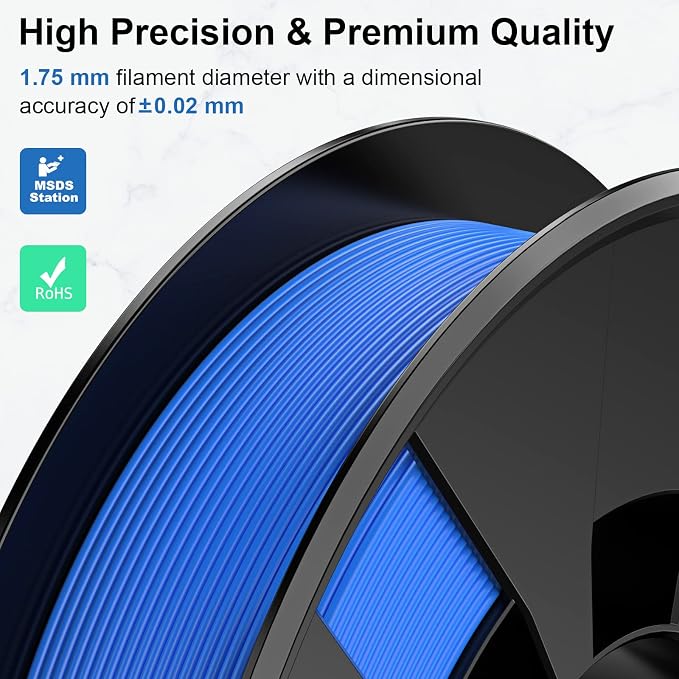 ENTINA 4 Colors PLA 3D Printer Filament Bundle, PLA Filament 1.75 mm for 3D Printers, Dimensional Accuracy +/- 0.02 mm, 200g x 4 Spools Set