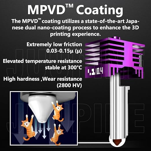 2PK MPVD Hotend 0.4mm for Bambu Lab X2D/P2S H2/A1 Series Nozzle Upgrade Nano-Coating Anti-Stick Filament High Hardness 2800HV for Bambu lab X2D P2S Nozzle Bambu Lab H2S Hotend