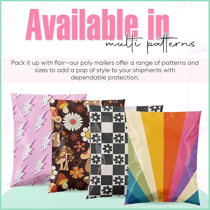 10x13 Poly Mailers – Lightning Bolt – Waterproof, Tear-Resistant Shipping Bags with Adhesive Seal – 25 Pack – Package Mint