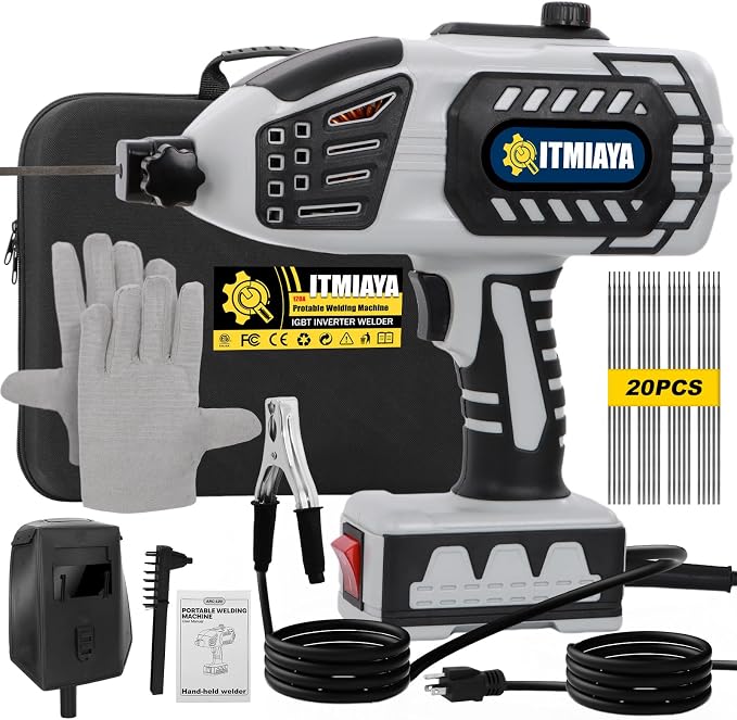 ITMIAYA® Portable Welding Machine 110V ARC Stick Welder Handheld for Metal IGBT Inverter 20-120Amps Stepless Current 1/16"-3/32" Electrodes Home Repair DIY Work (Grey)