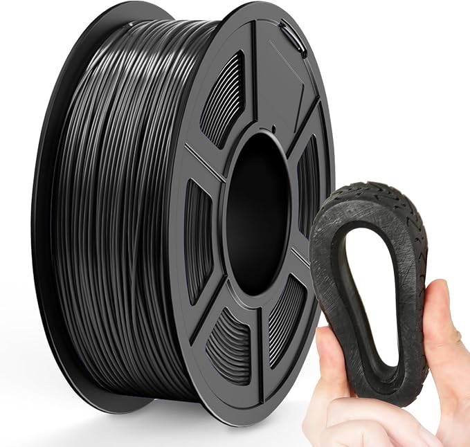 TECBEARS TPU Filament 1.75mm, 95A 3D Printer Filament, Flexible TPU Filament for Fast Printing, Dimensional Accuracy +/- 0.03mm, Fit Most FDM 3D Printers, Black 1KG