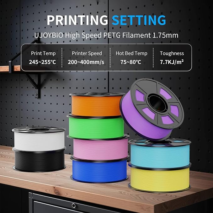 PETG Filament 1.75mm,Metal PETG 3D Printer Filament,Stronger Toughness,Dimensional Accuracy +/- 0.03 mm,Fit Most FDM 3D Printers,1kg Spool, Iron Black