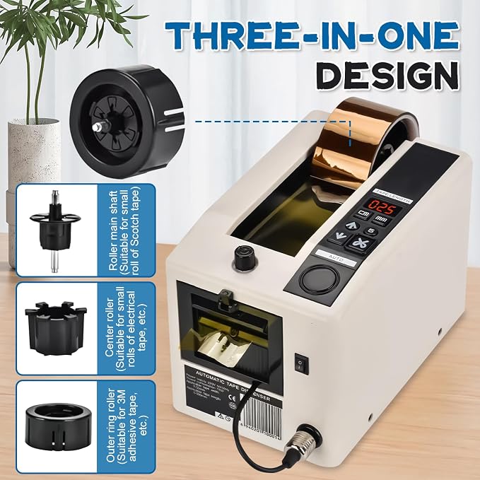 Electric Tape Cutting Machine, Automatic Tape Dispenser Cutting 8-50mm Width 999mm Cutting Length, Ribbon Cutting Machine for Wrapping/Packing Office Shipping, Businesses, Home Use