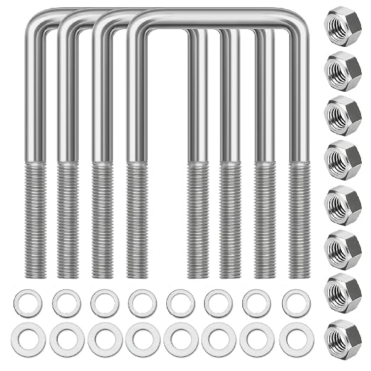 4 Pcs Hot Dipped Galvanized Square U-Bolts,1/2" D x 3 1/16" W x 5 5/16" L,Boat Trailer U-Bolts 3 inch Wide with Washers and Nuts for Boat Trailer,Automobiles,Industrial,Heavy Duty U Bolt