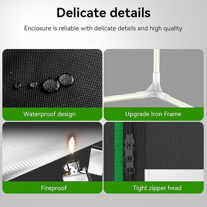 Upgrade 3D Printer Enclosure for Bambu Lab A1,A1 Mini with LED Light,Iron Frame,Fan Extraction Kit,Thermo-Hygrometer, Fireproof Dustproof Tent Constant Temperature Protective Cover,850 * 580 * 580mm