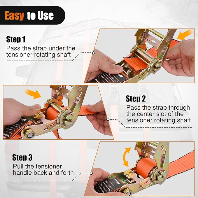 Nilight Flat Hook Ratchet Straps 10 Pack 2 in x 30 Ft Heavy Duty Tie Down Straps 10,000 Lbs Breaking Strength for Truck, Trailers Pickup Orange
